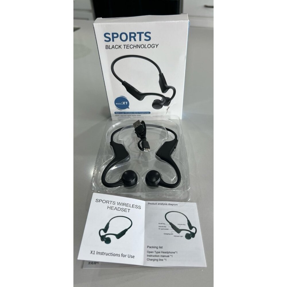 Moble X1 not in-ear wireless stereo headphones, employing bone conduction tech.